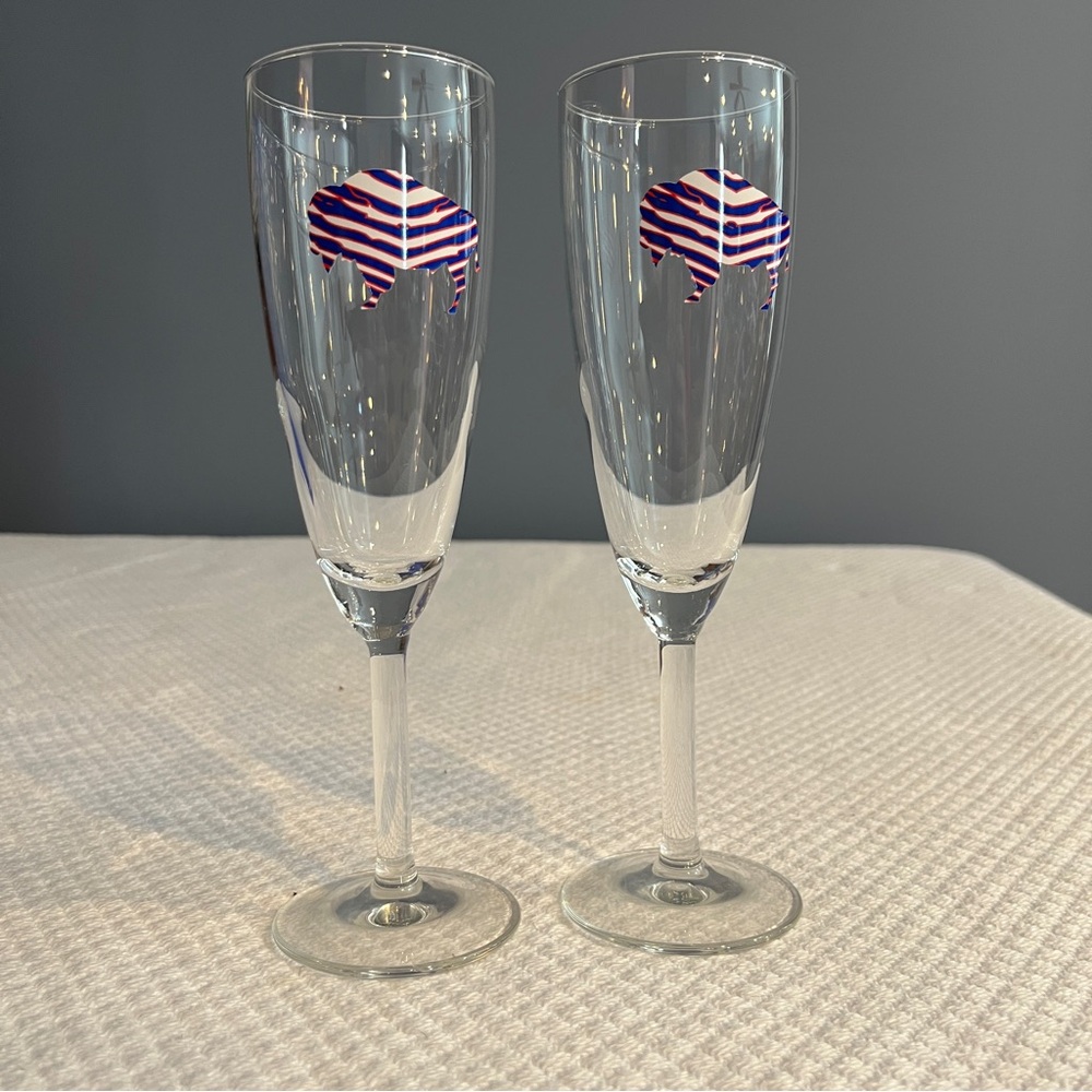 Buffalo Bills champagne flutes
